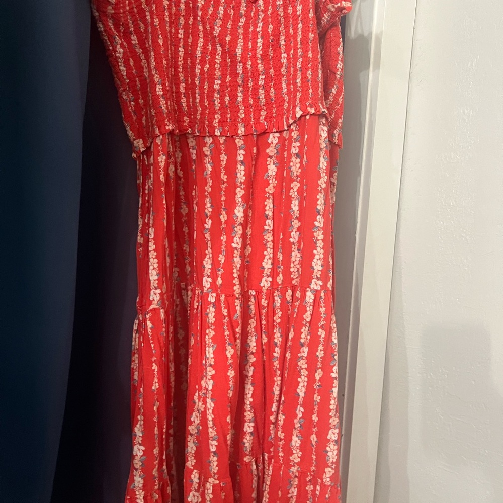 LC Lauren Conrad Red Floral Maxi Dress